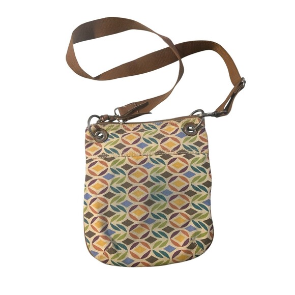 Fossil Multicolor Geometric Print Canvas Crossbody Bag with Leather Trim - Picture 4 of 10